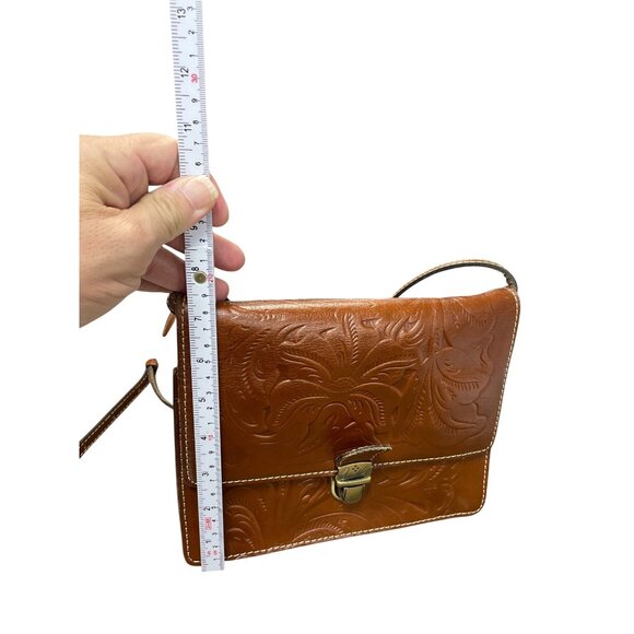 Patricia Nash Womans Brown Vintage Tooled Leather Crossbody Adjustable Shoulder - Picture 3 of 15
